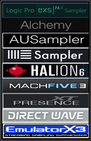 EXS24 MkII Sample Libraries for Apple Logic Pro EXS24 Sampler, GarageBand AUSampler (macOS ), Ableton Live Sampler, Steinberg HALion, MOTU MachFive 3, Presence XT Sampler -PreSonus Studio One 3 Professional- (macOS & Windows) as well as E-MU Emulator X3 and Image-Line DirectWave Player for Windows.