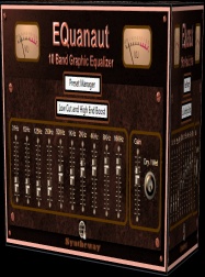 EQuanaut is a stereo graphic equalizer with a set of band-pass filters that divide the audio spectrum into 10 bands allowing to control the amount of boost or cut in narrower frequency ranges, which is controlled with sliders or faders that can be driven by a gain control.
